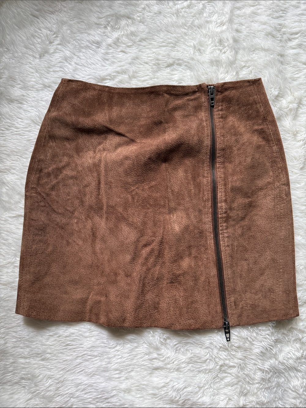 Blank NYC Brown Suede Mini Skirt with Front Zip